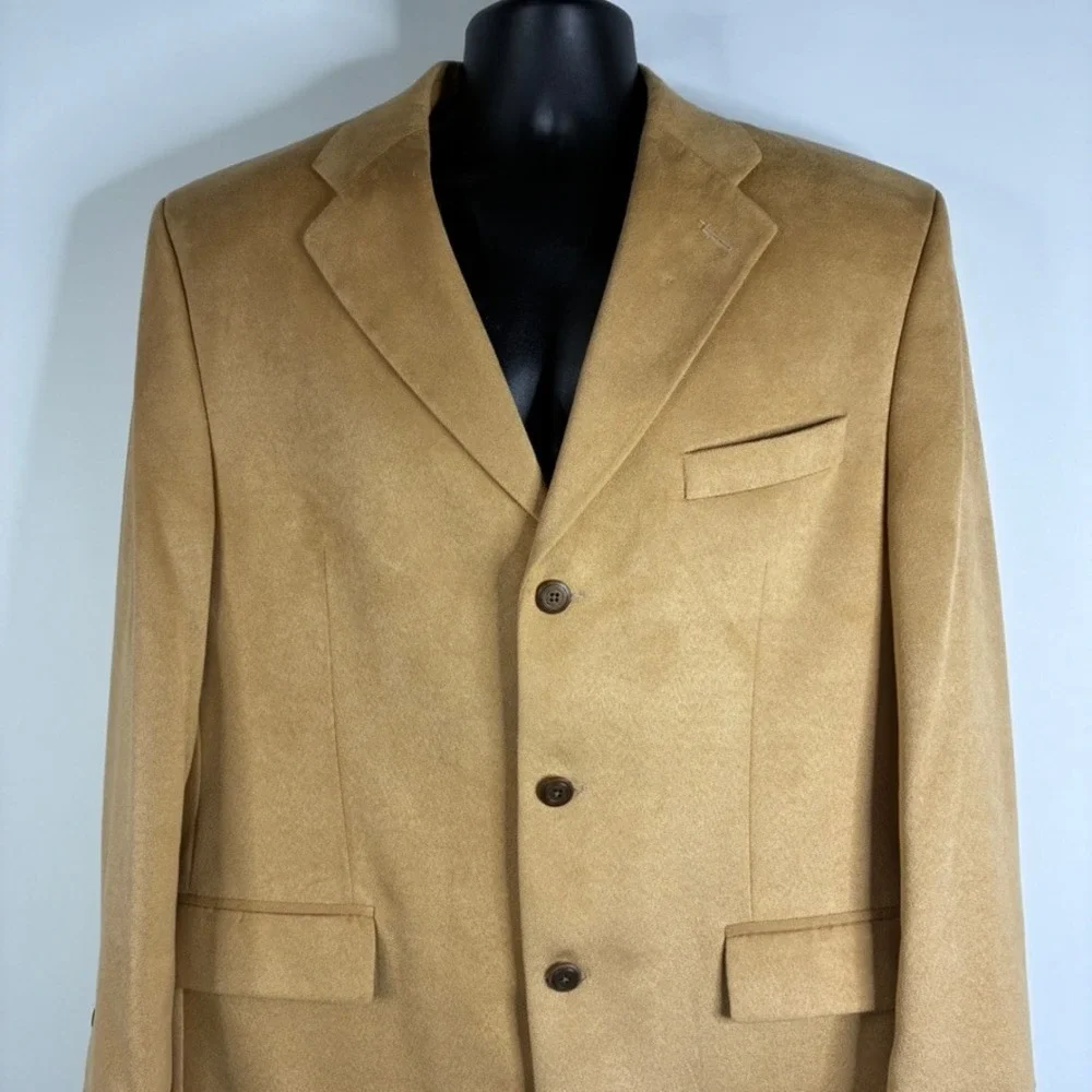 Chaps Ralph Lauren‎ Men's Camel Suede Blazer Sport Coat Jacket Size 41R